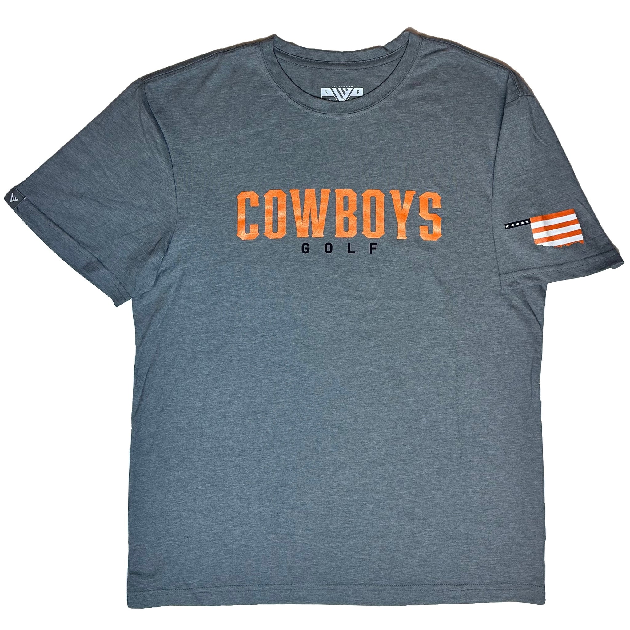 Levelwear Cowboys Golf T Shirt with Oklahoma State on Sleeve